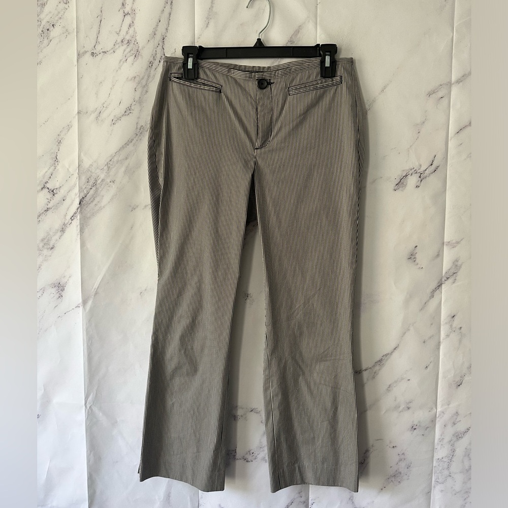BANANA REPUBLIC - MARTIN STRETCH PANTS CREAM/BLACK STRIPED WOMENS 4